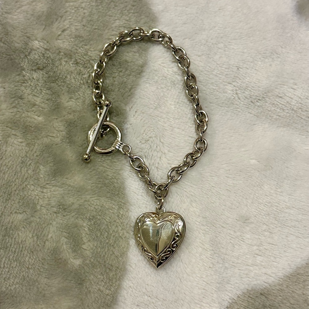 Silver Heart Locket Bracelet